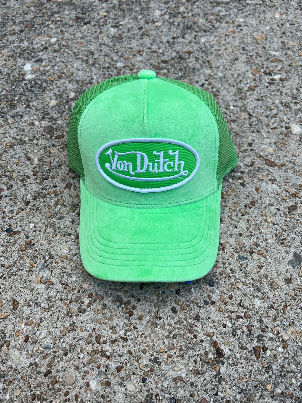 Von Dutch Bright Green Mesh Trucker Hat with White Logo